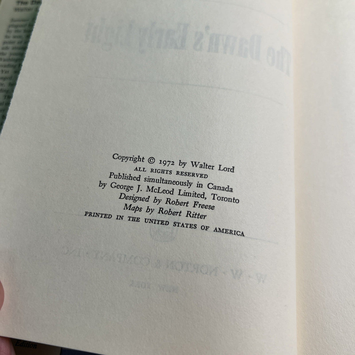 The Dawn’s Early Light by Walter Lord 1972 HC DJ 1st Edition/Print Illustrated