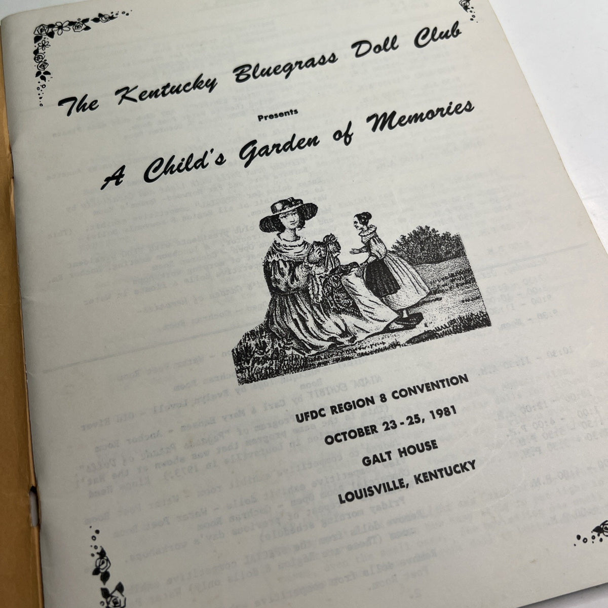 1981 Kentucky Bluegrass Doll Club Child’s Garden Of Memories Convention Souvenir