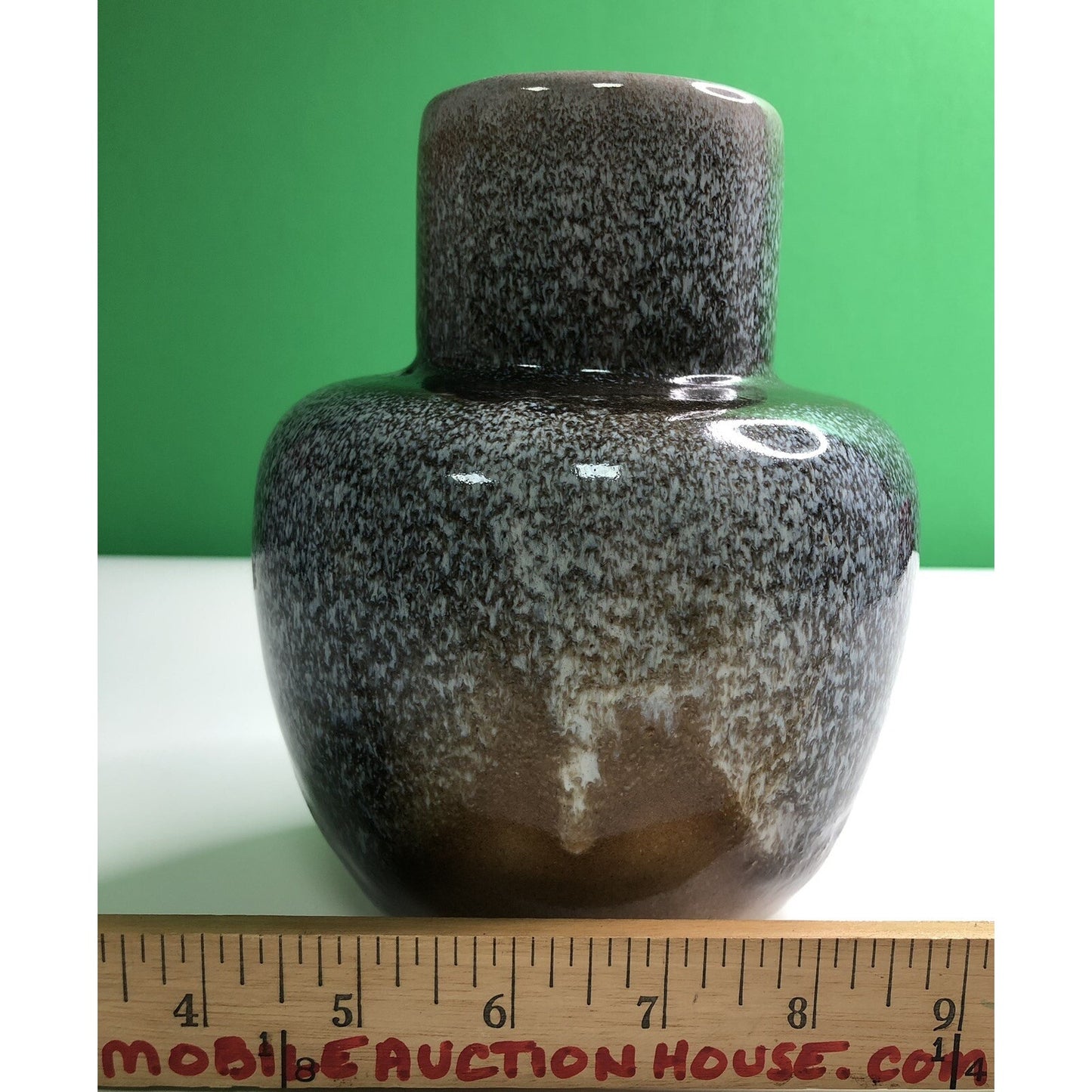 Vintage MCM Royal Hickman Pottery Vase Unique Brown Blue Cream Tan Glaze Haeger