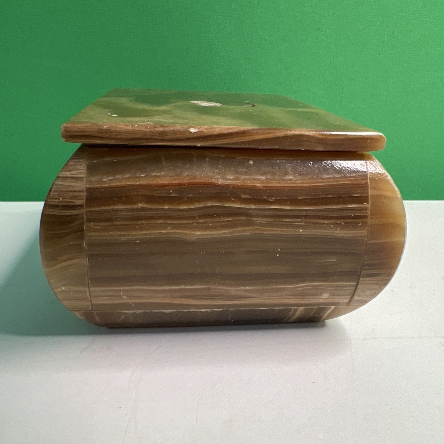 Carved Soapstone Small Box Rectangular Trinket Vanity Natural Stone with Lid