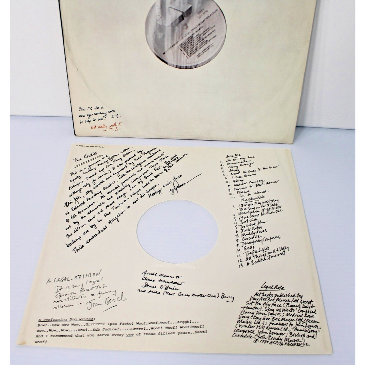 Monty Python's Contractual Obligation Album, 1980 AL-9536 Arista Comedy LP EX/EX