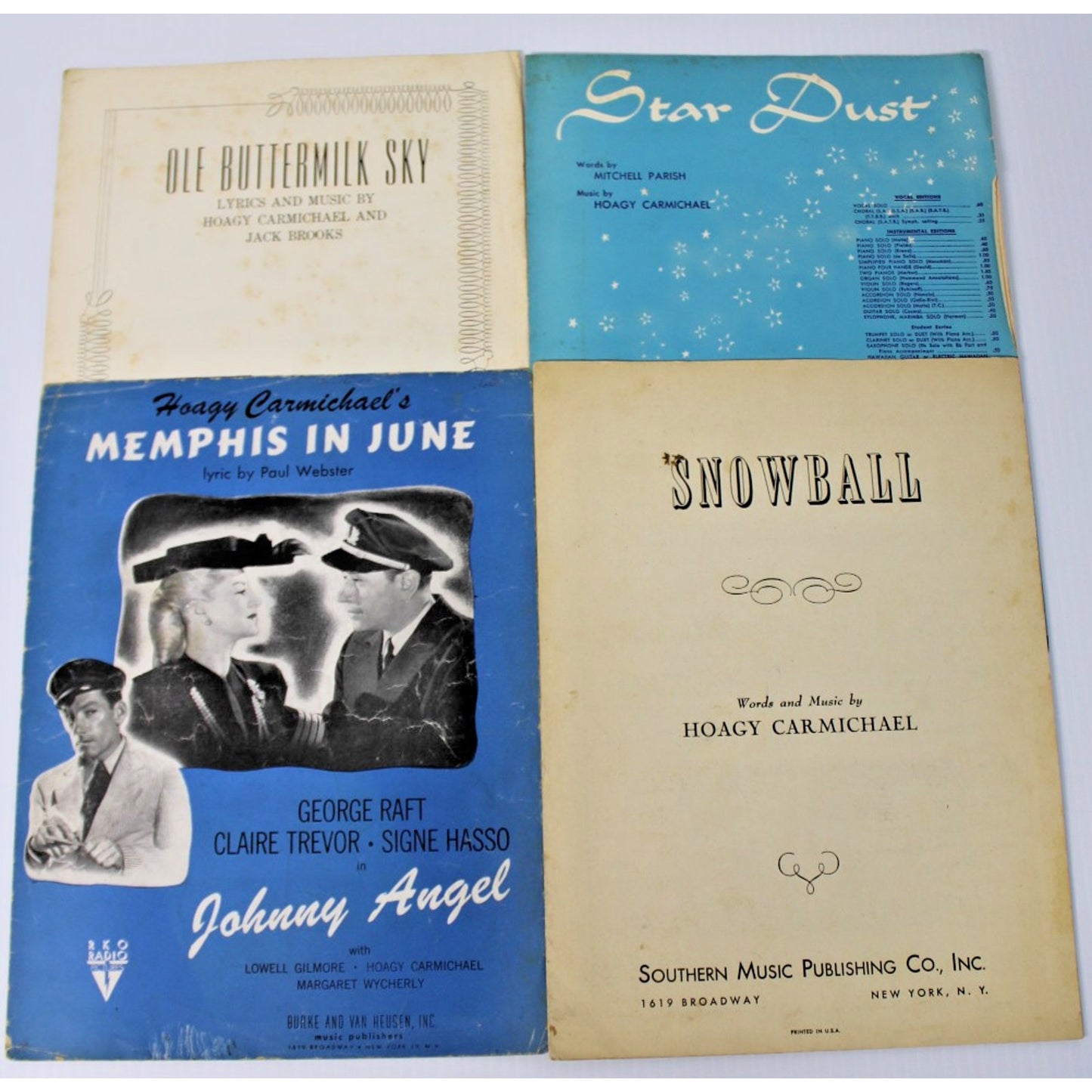 Vintage Sheet Music Collection by Hoagy Carmichael- Stardust, Snowball