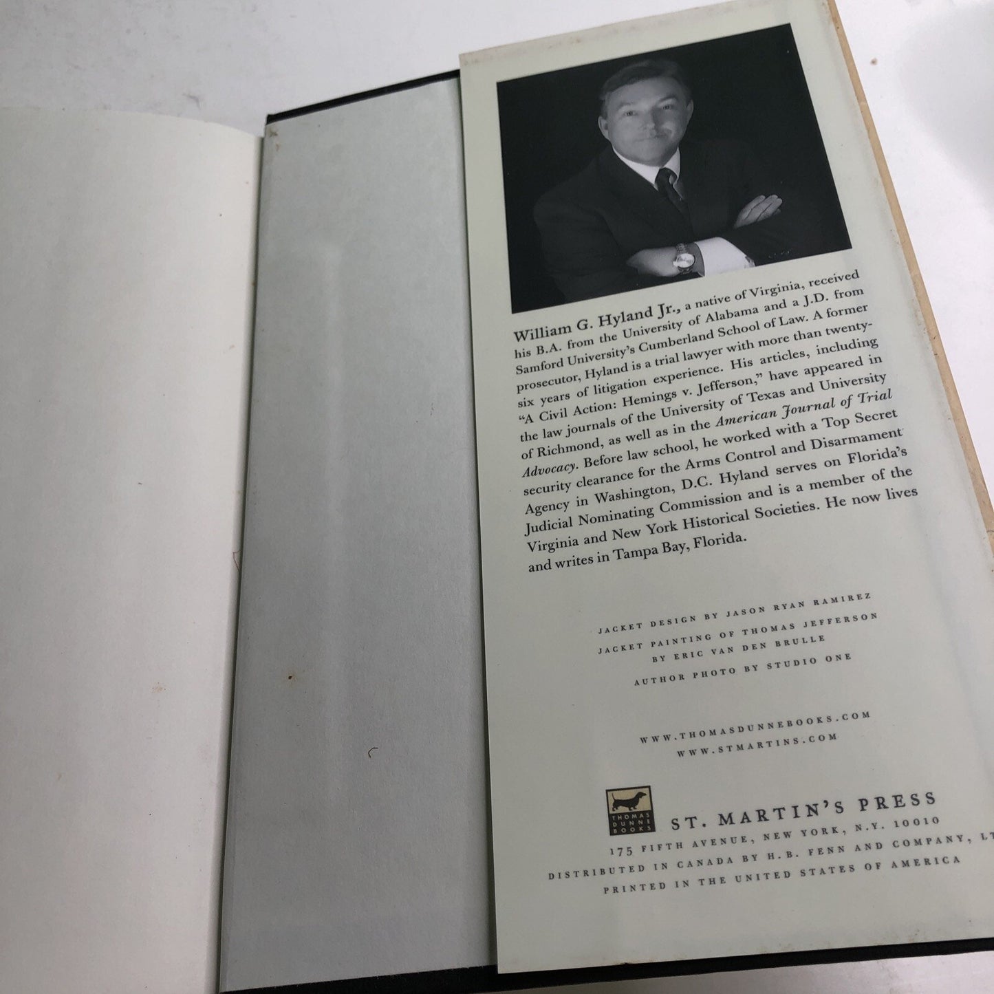 In Defense of Thomas Jefferson by William G. Hyland Jr. First Edition HC DJ 2009