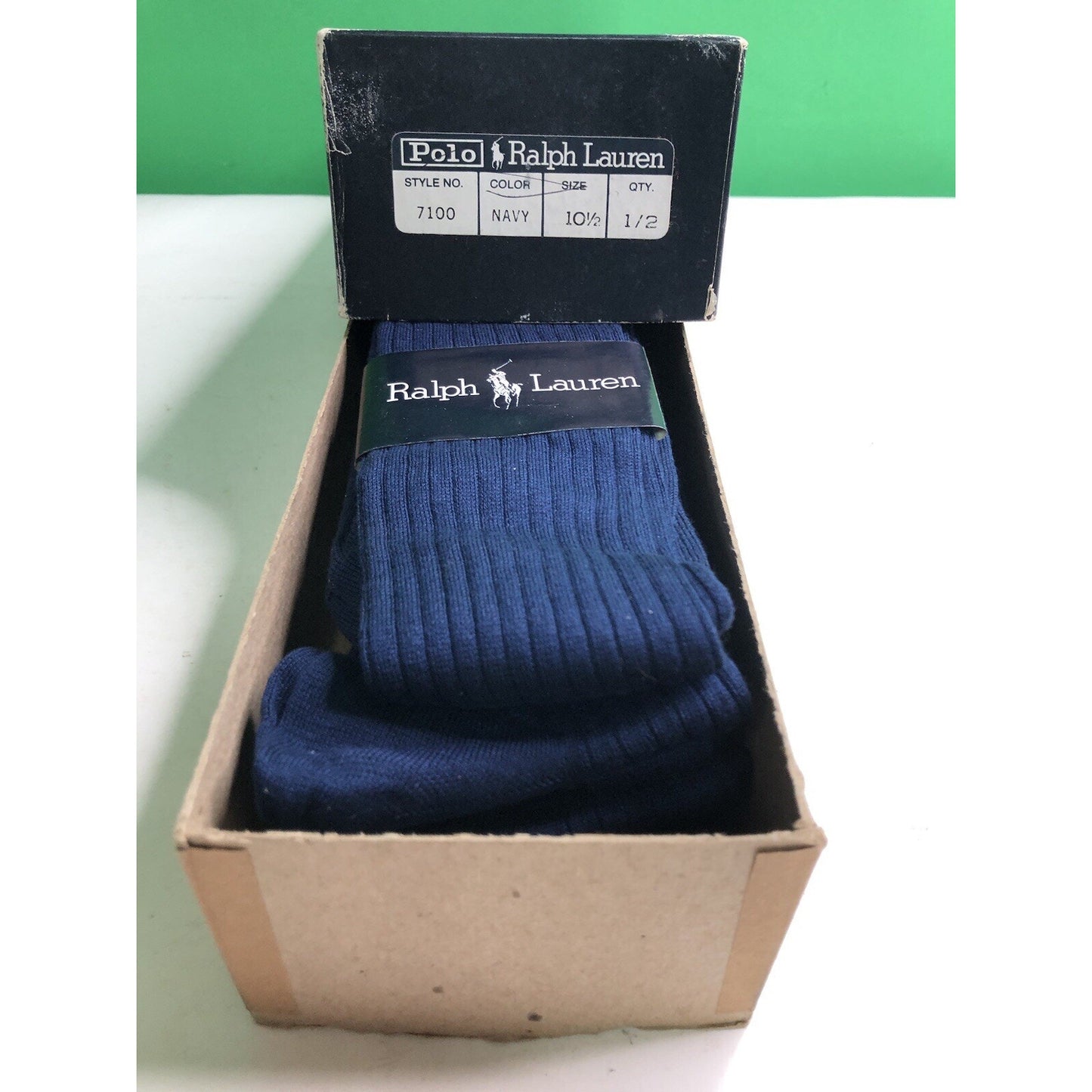 Vintage Polo Ralph Lauren SOCKS 6 PAIR 10.5 Navy Style No. 7100 Boxed Set