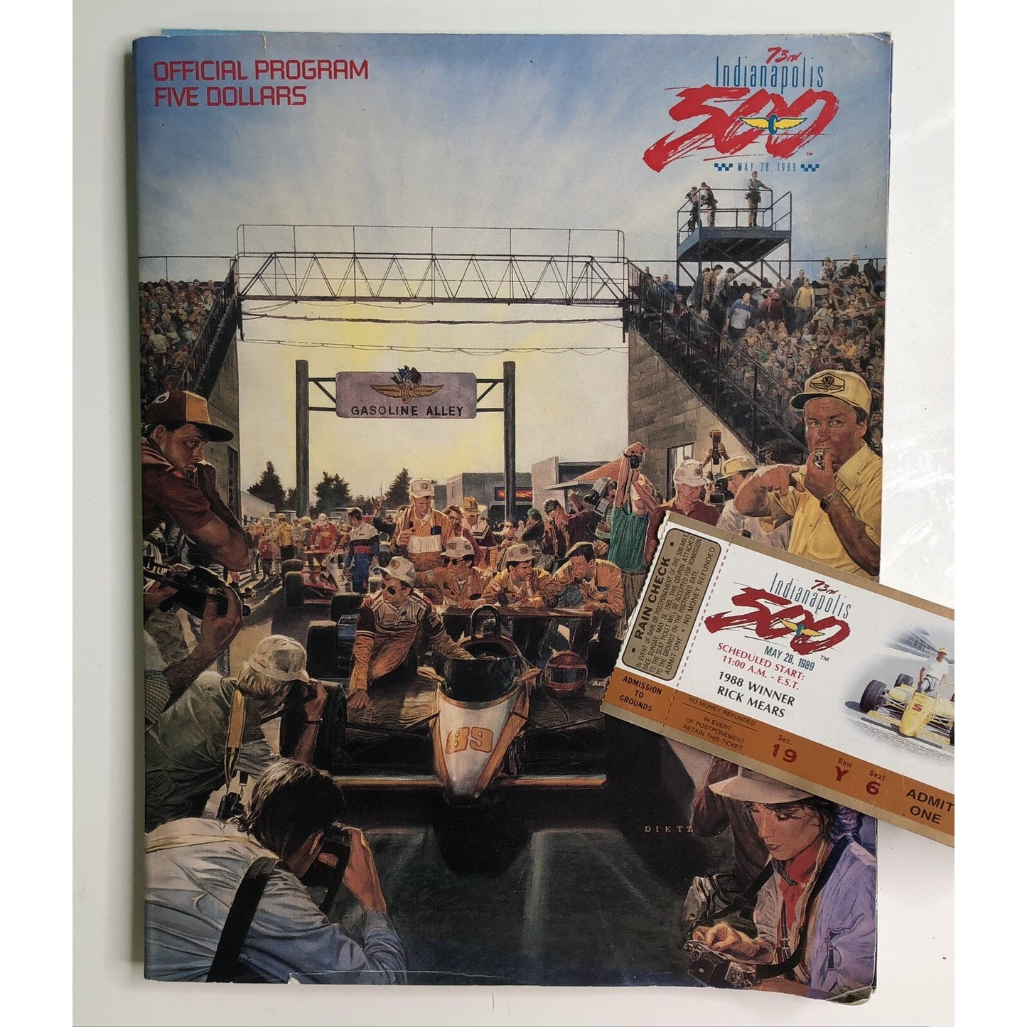1989 73rd Annual Indianapolis 500 Official Program And Ticket