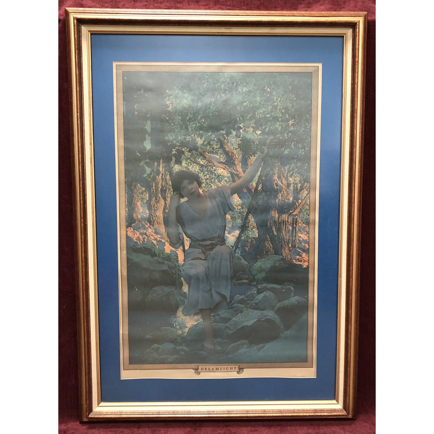 1924 Maxfield Parrish DREAMLIGHT Print 40”x28” Framed Edison Lamp Works GE