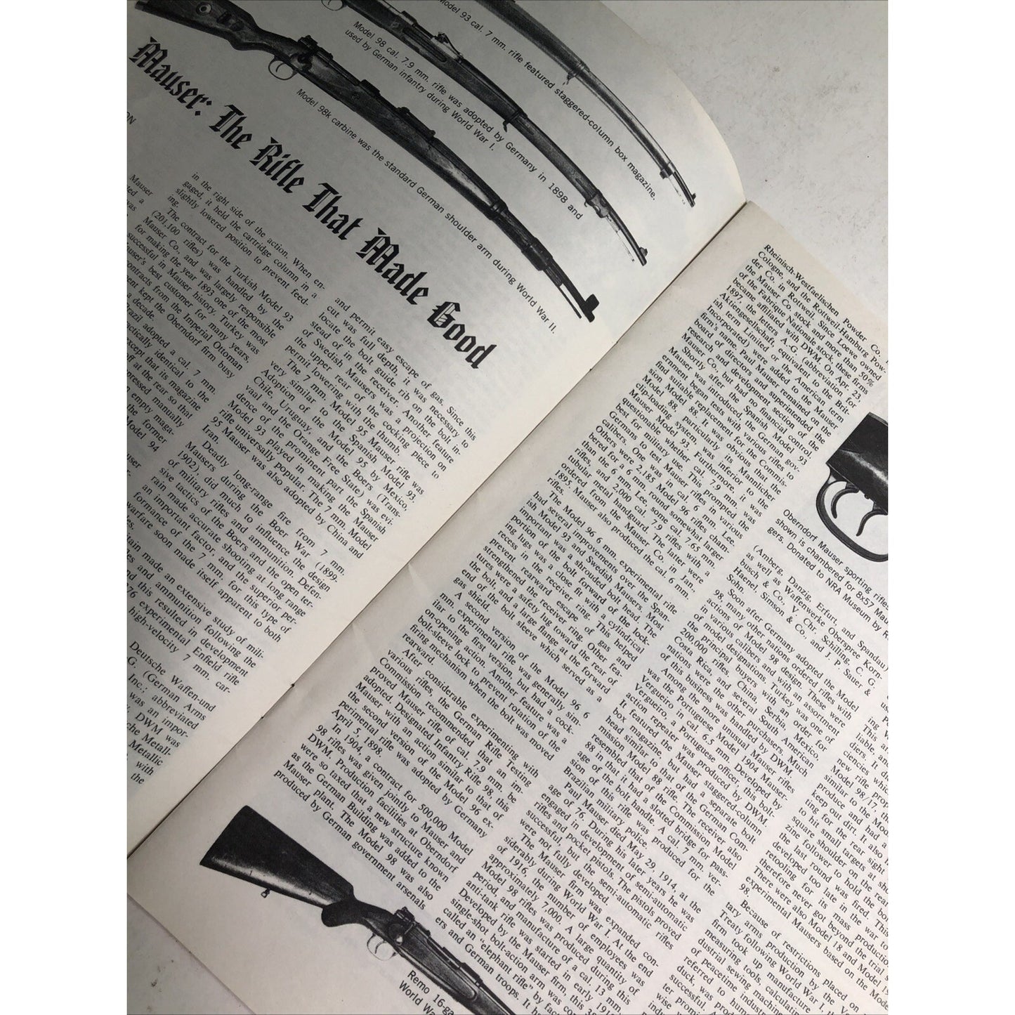 Mauser Rifles American Rifleman Reprint NRA 1986 Paperback