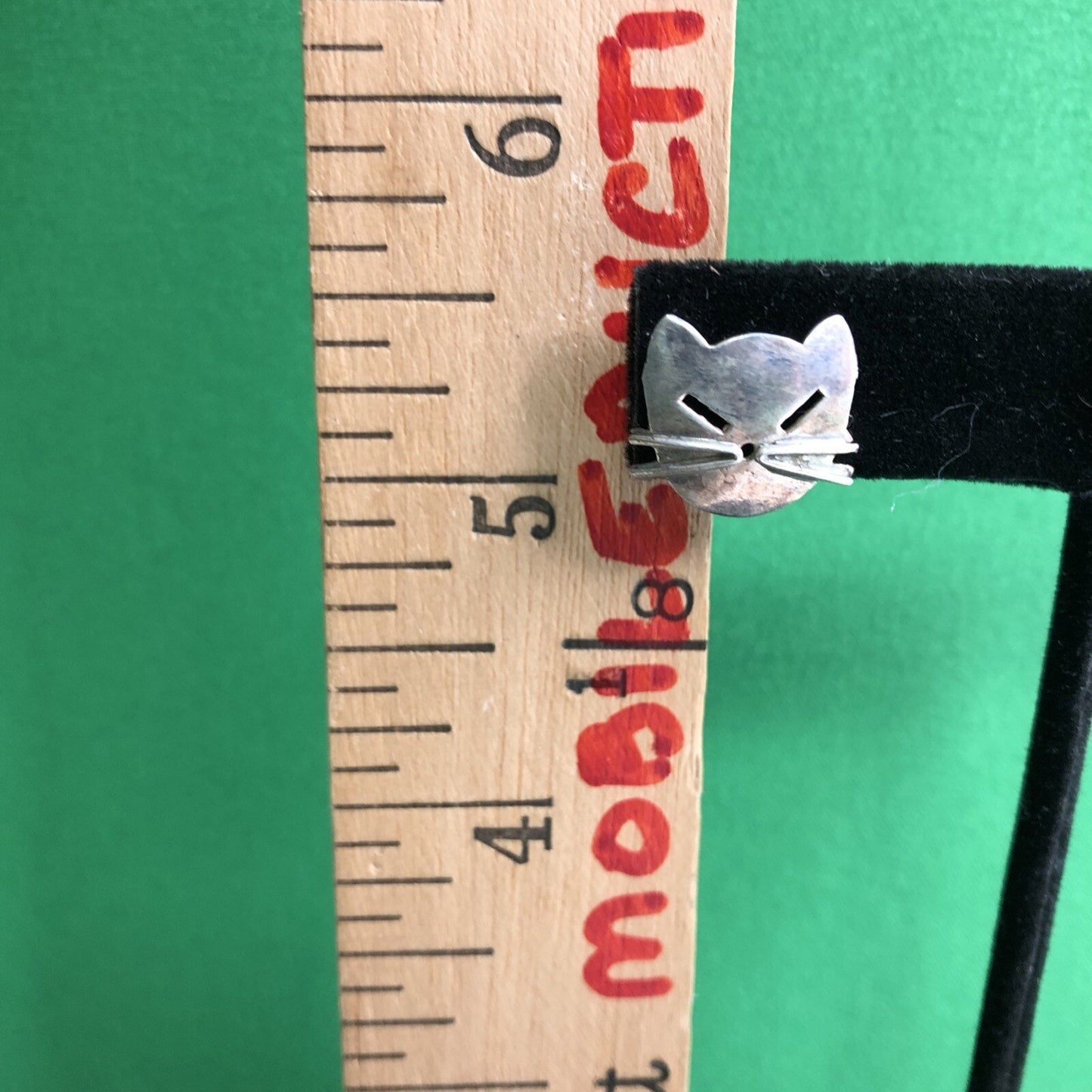 Vtg Mexican Silver .925 CAT EARRINGS Pierced Post Kitty Kitten Feline