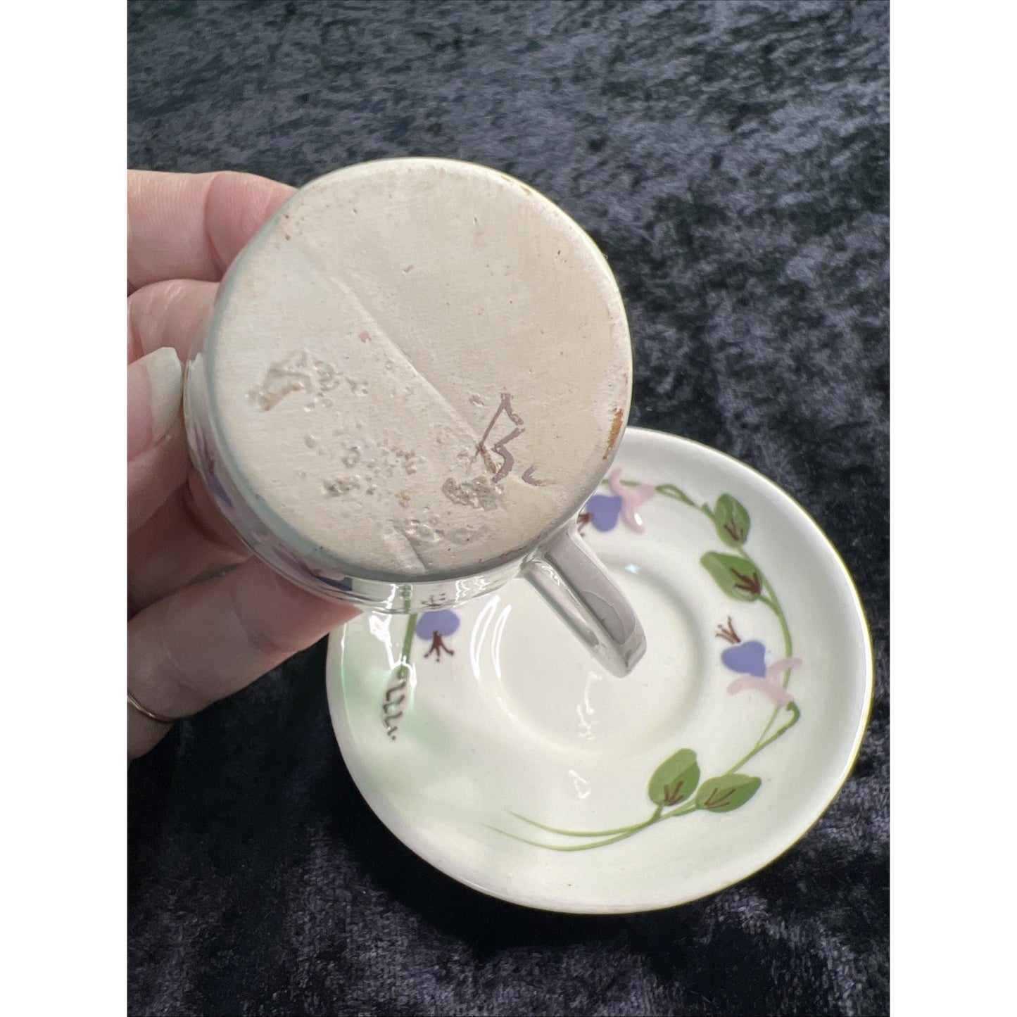 1960 MAMMY'S SHANTY ATLANTA, GA Hand painted Miniature Souvenir Cup & Saucer