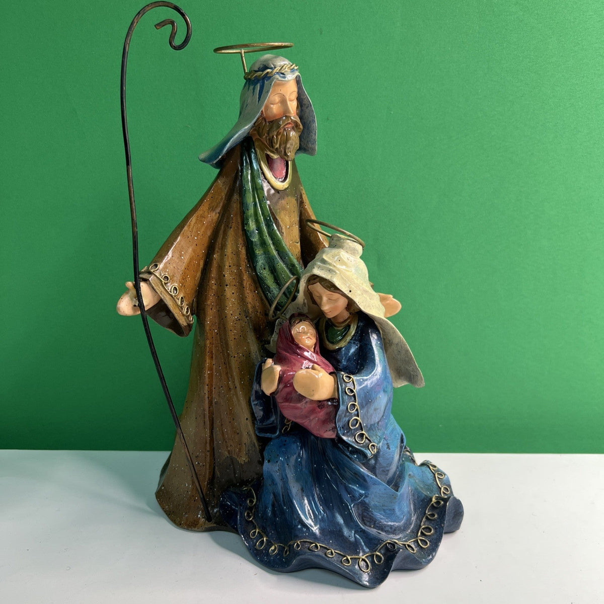 Holy Family Nativity Scene Figurine Statue Mary Joseph Jesus Christmas Decor 10”