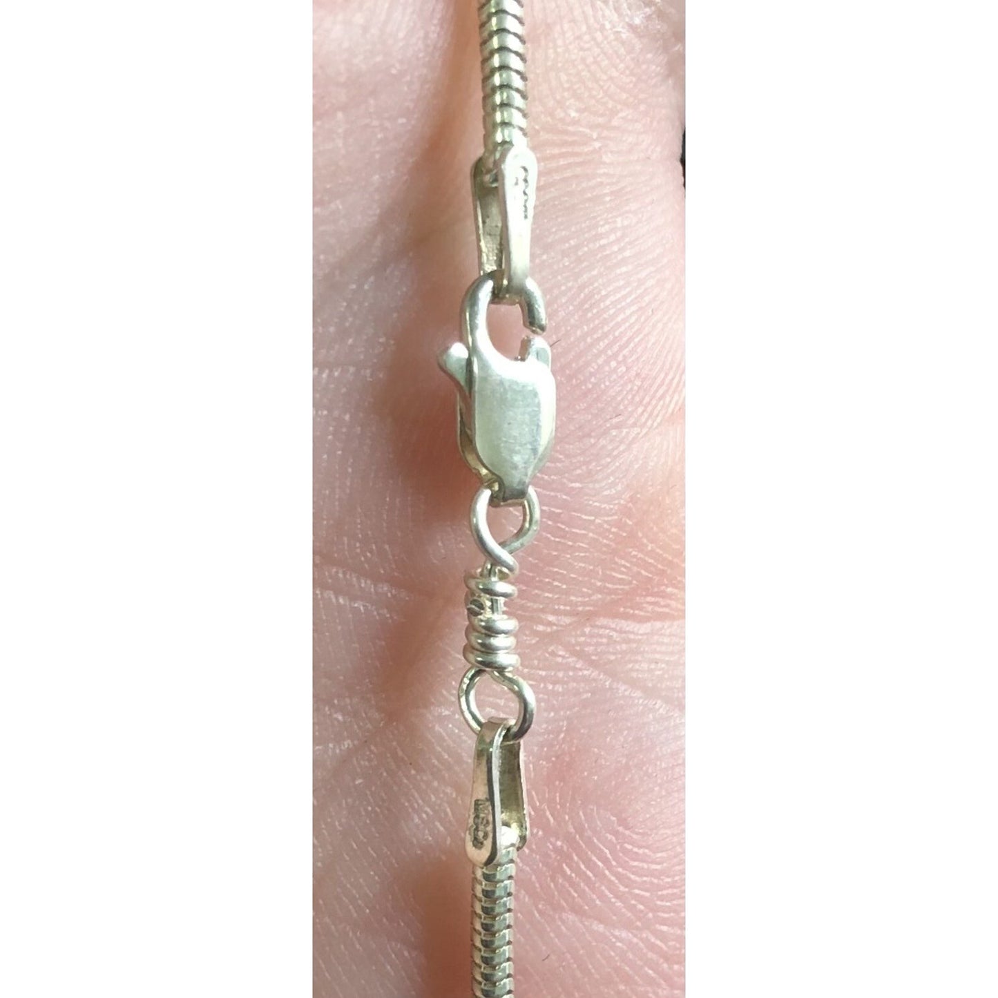 Vintage Sterling Silver Snake Chain Necklace 18” 925 Round Slinky Flaw