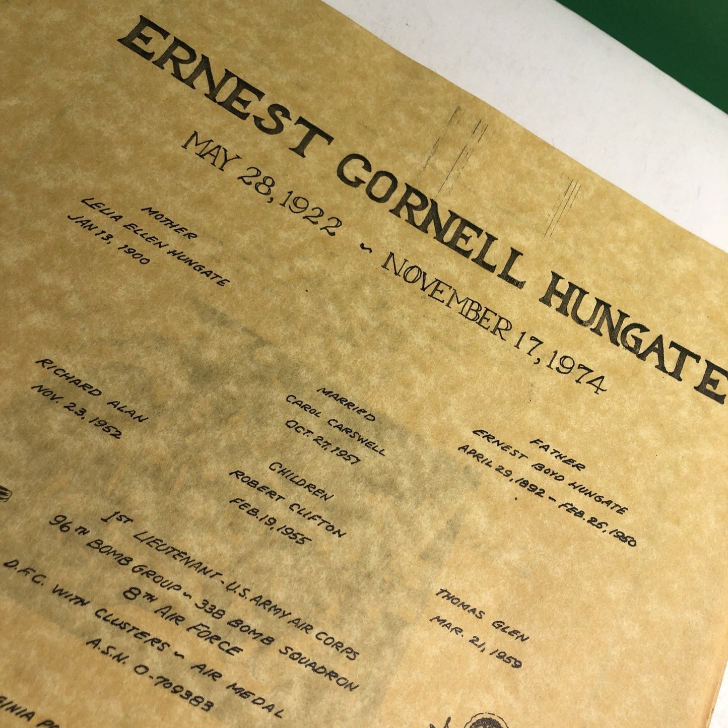 A Tribute To Ernie Ernest Cornell Hungate US Army Air Force Bomb Squadron