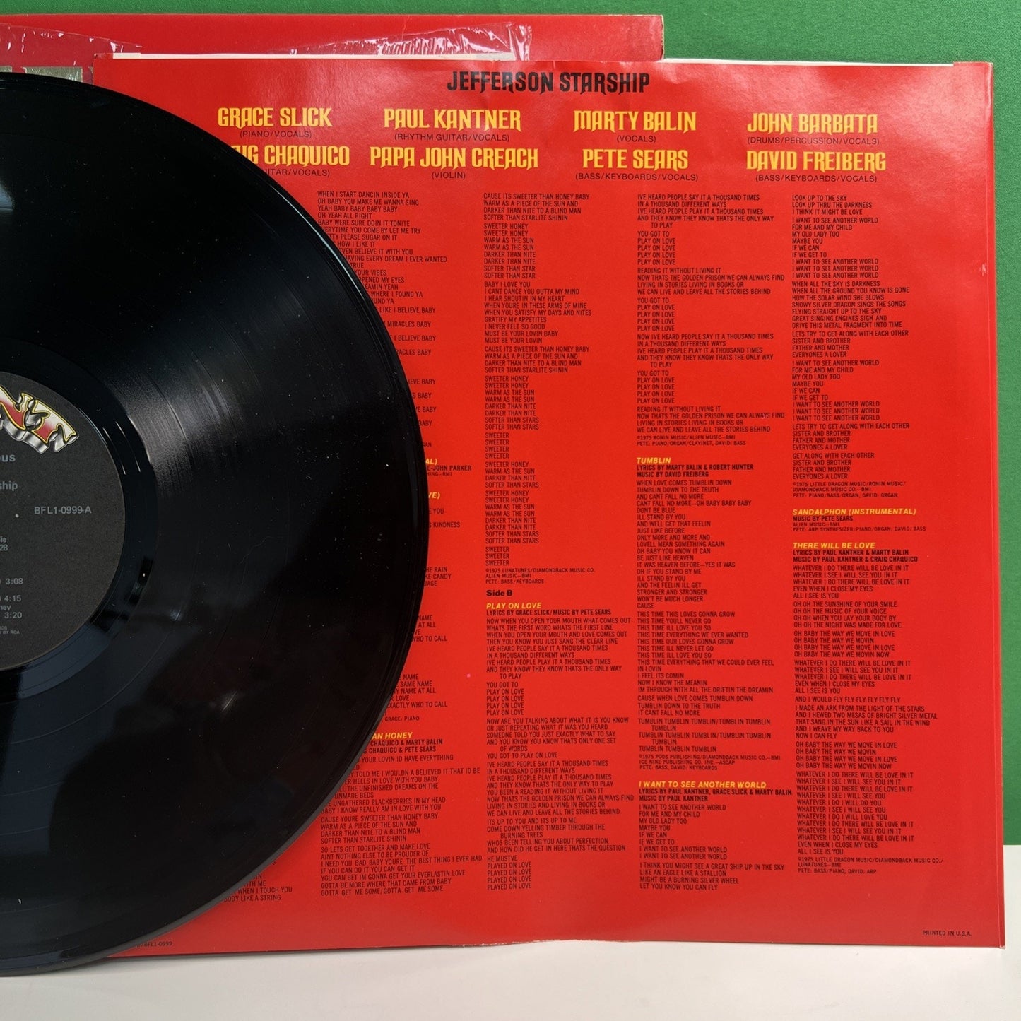 1975 Jefferson Starship Red Octopus LP Record Album Hype Sticker Grace Slick