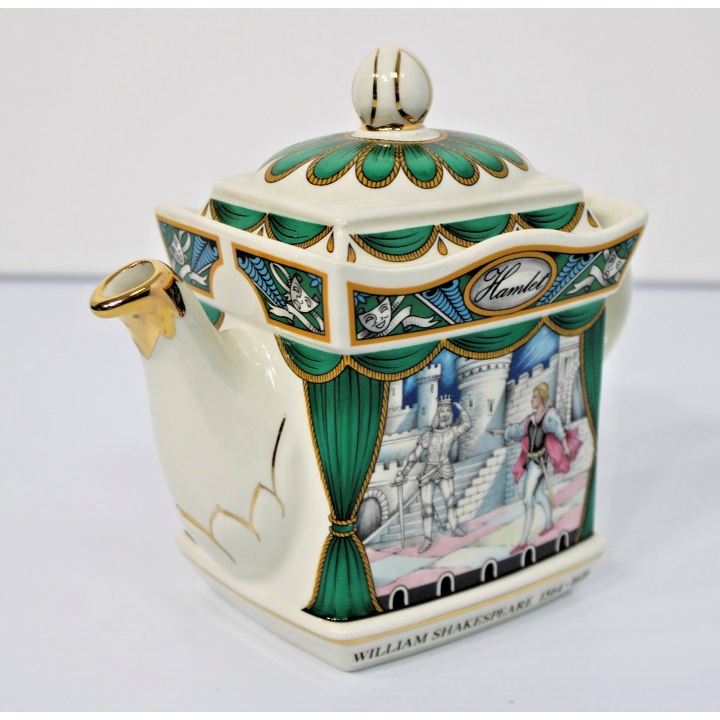 Vintage James Sadler Staffordshire England Teapot, "Hamlet" Shakespeare Series