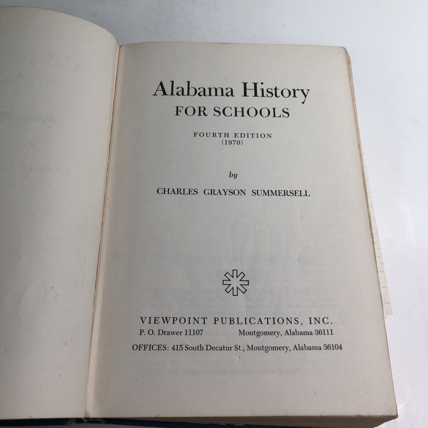 1970 Alabama History For Schools Charles Grayson Summersell History Textbook
