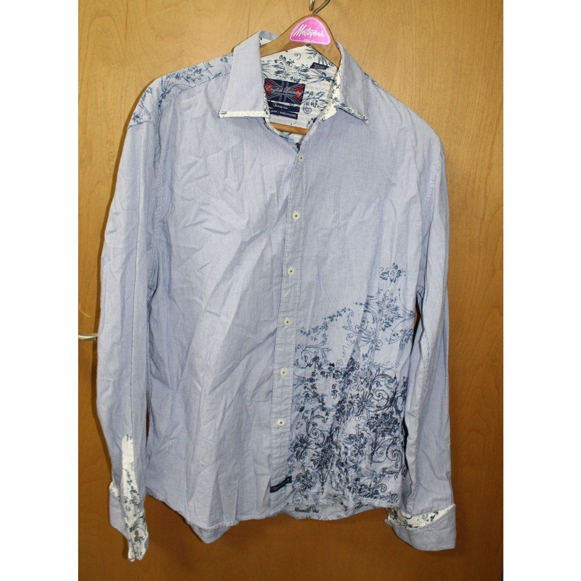 XL English Laundry Christopher Wicks Men's Seersucker Embroidered Button-Down