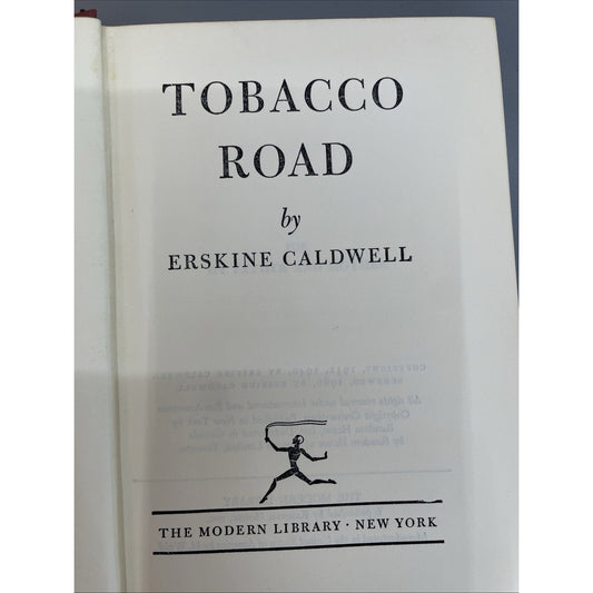 Tobacco Road by Erskine Caldwell HC 1960 The Modern Library New York