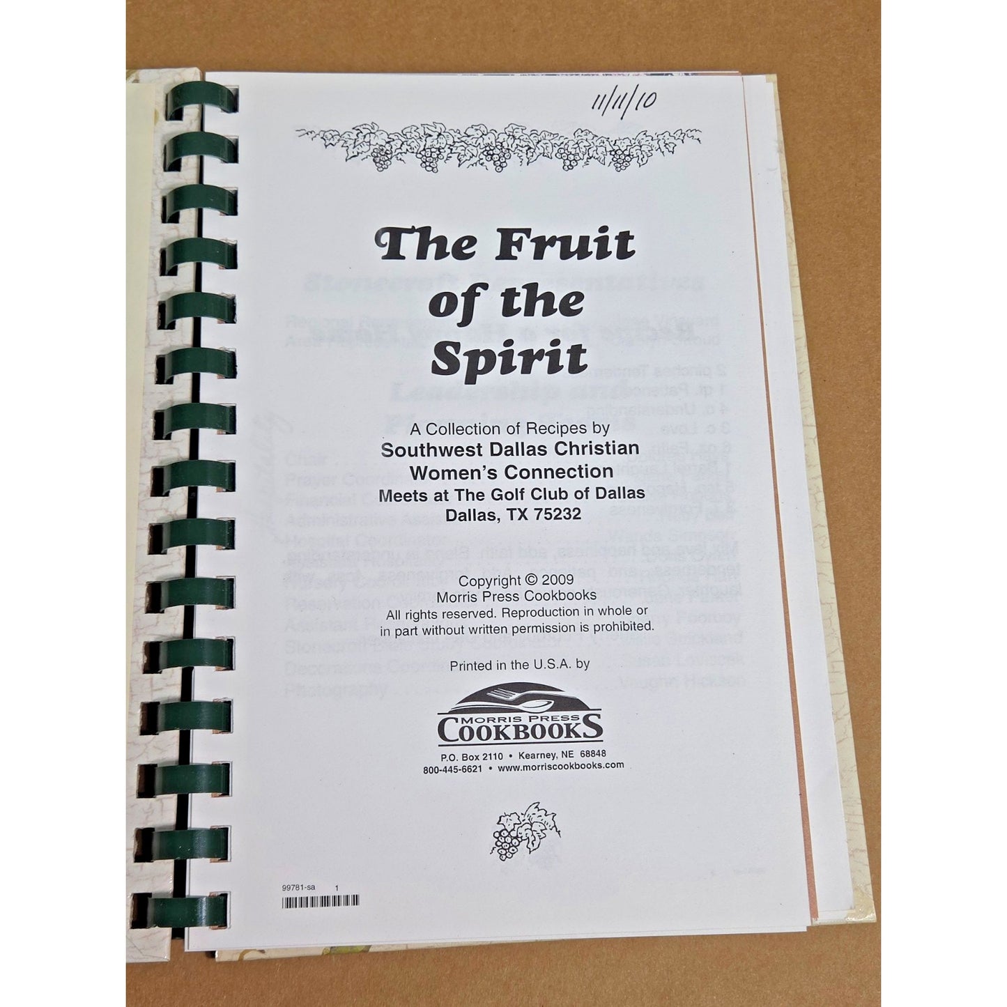 Fruit of the Spirit Cookbook: Southwest Dallas Christian Women's Connection 2009