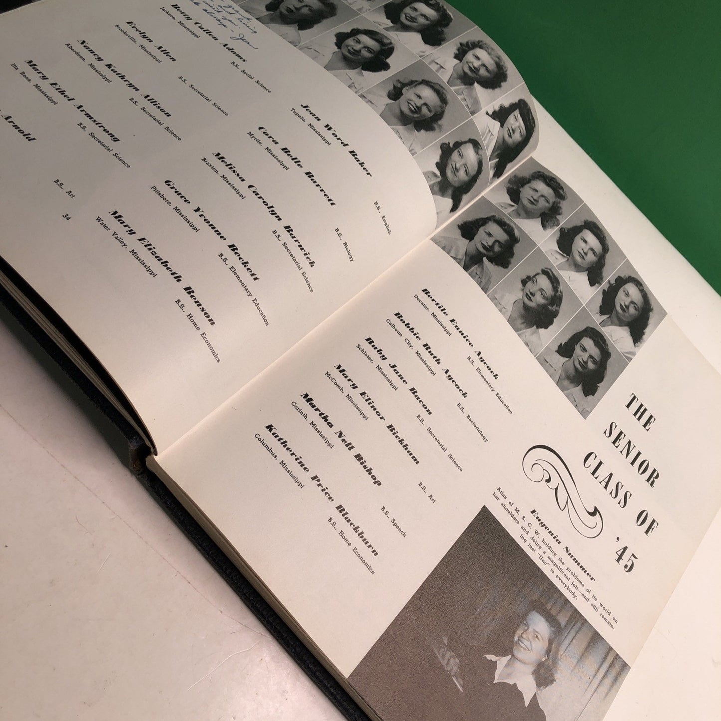 1945 MEH LADY YEARBOOK Mississippi State College For Women MSCW Columbus MS