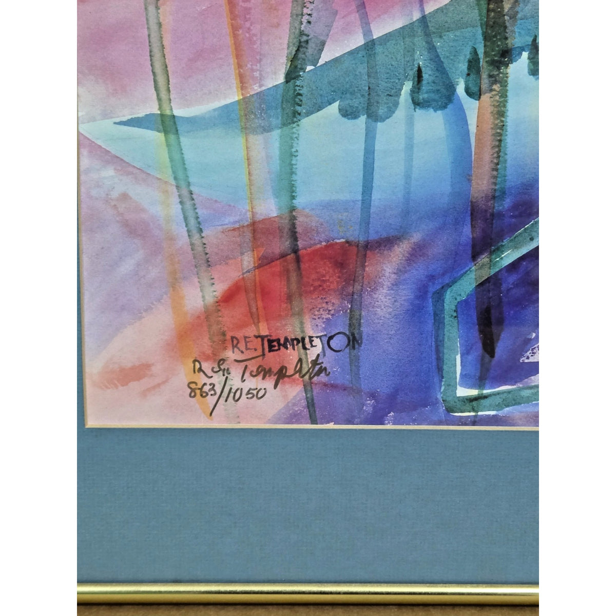 Large Signed R.E. Templeton Ltd Edition Marine Art - Abstract Stingrays