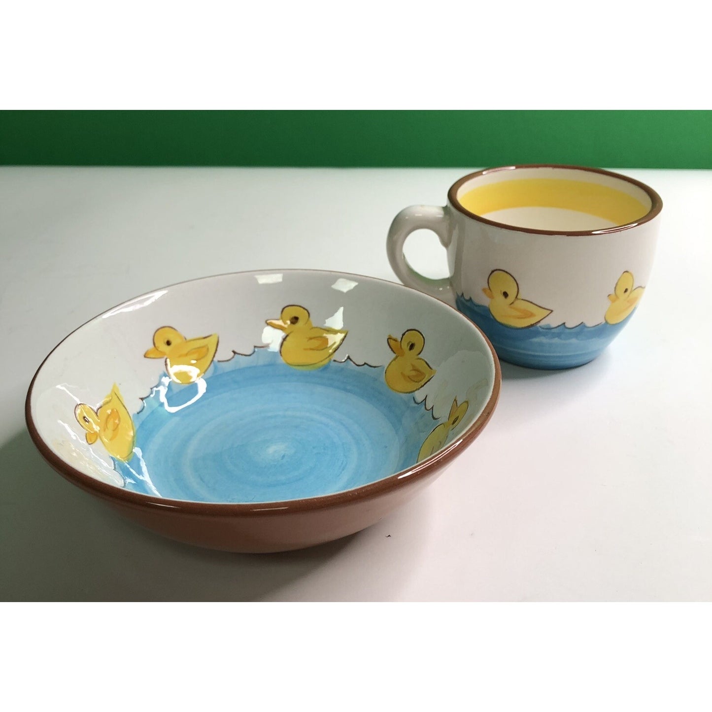 Vintage STANGL POTTERY Little Quackers 5.5 Inch Bowl & Cup #4046 Trenton NJ Duck