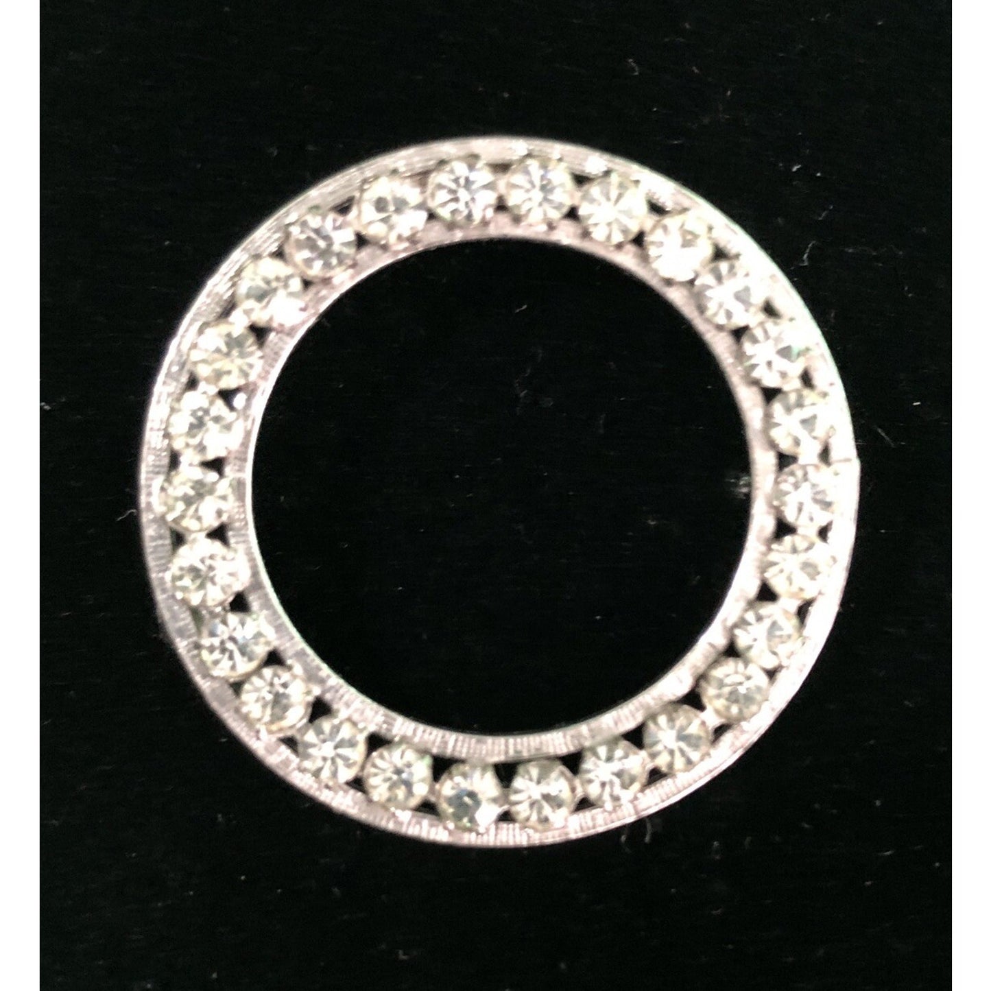 Vintage Stamped CA CARL ART Arrow Sterling Silver Rhinestones CIRCLE BROOCH Pin
