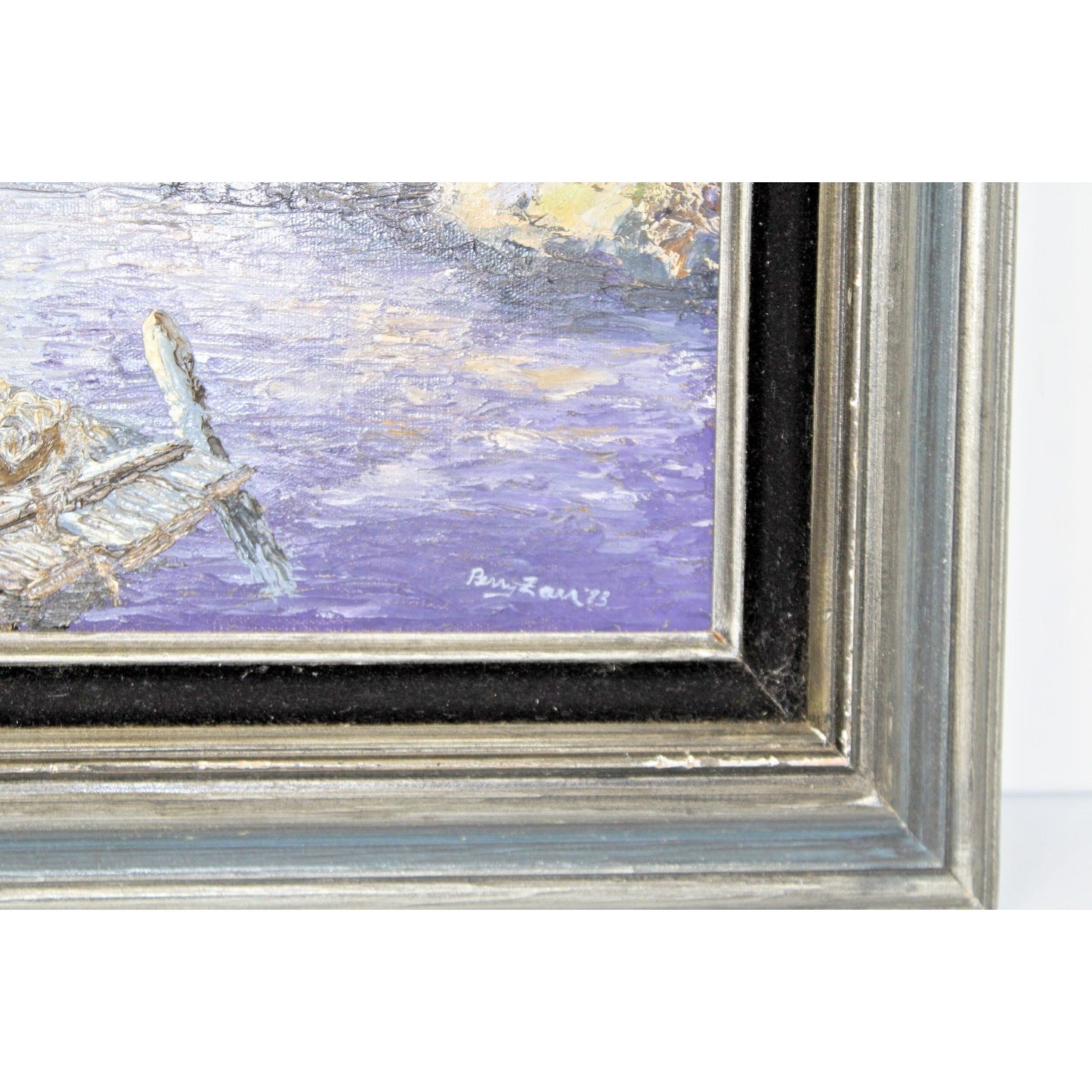 Seaside Oil Painting, Heavy Impasto, Painterly Coastal Scene, Framed 23"x27"
