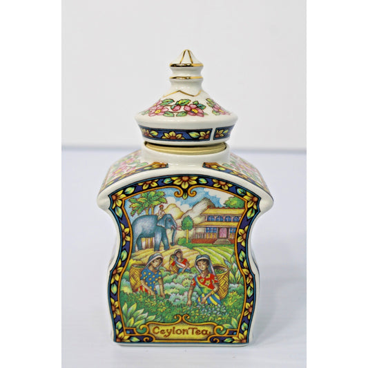 Vintage James Sadler Staffordshire England Ceylon Tea Caddy Box w/ Lid Porcelain