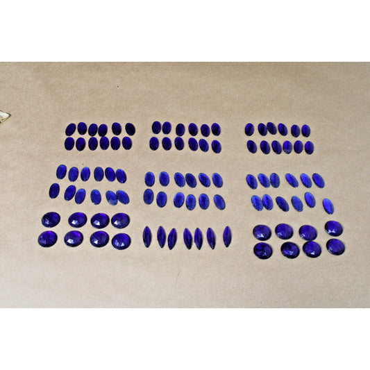 Assorted Faceted Cabochons, Cobalt Blue, NOS West Germany Jewels, 1 lb Bag VTG