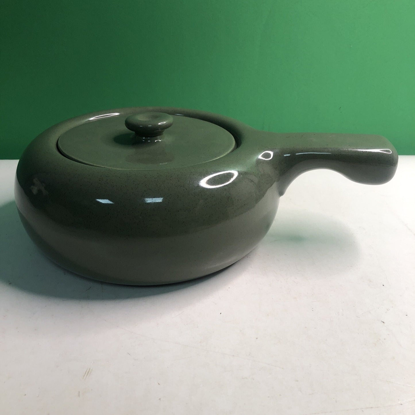 Russel Wright Bean Pot MCM Retro Green Steubenville Casserole Kitchen Decor 2 Qt