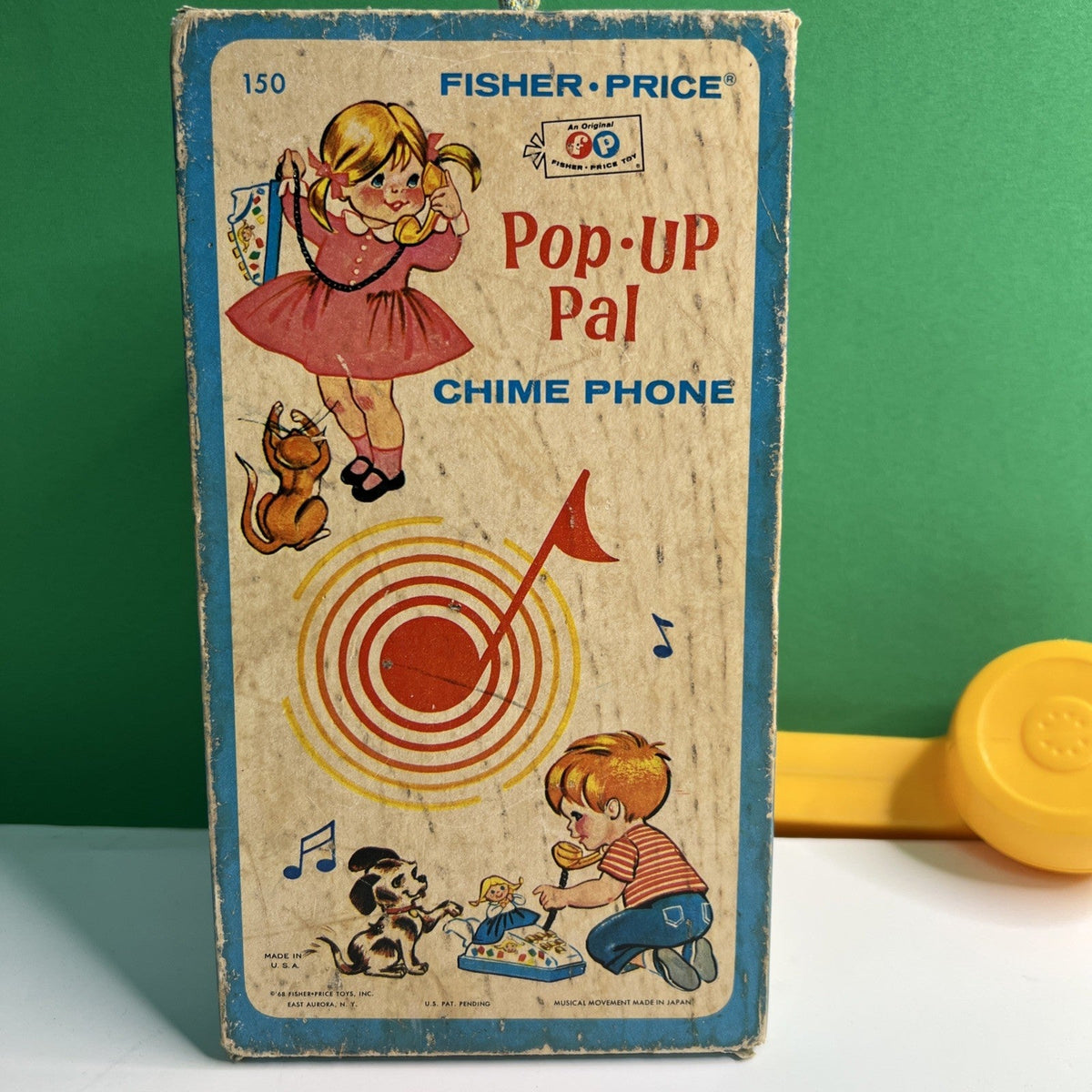 Vintage 1968 Fisher Price Pop Up Pal Chime Phone #150 Toy Telephone