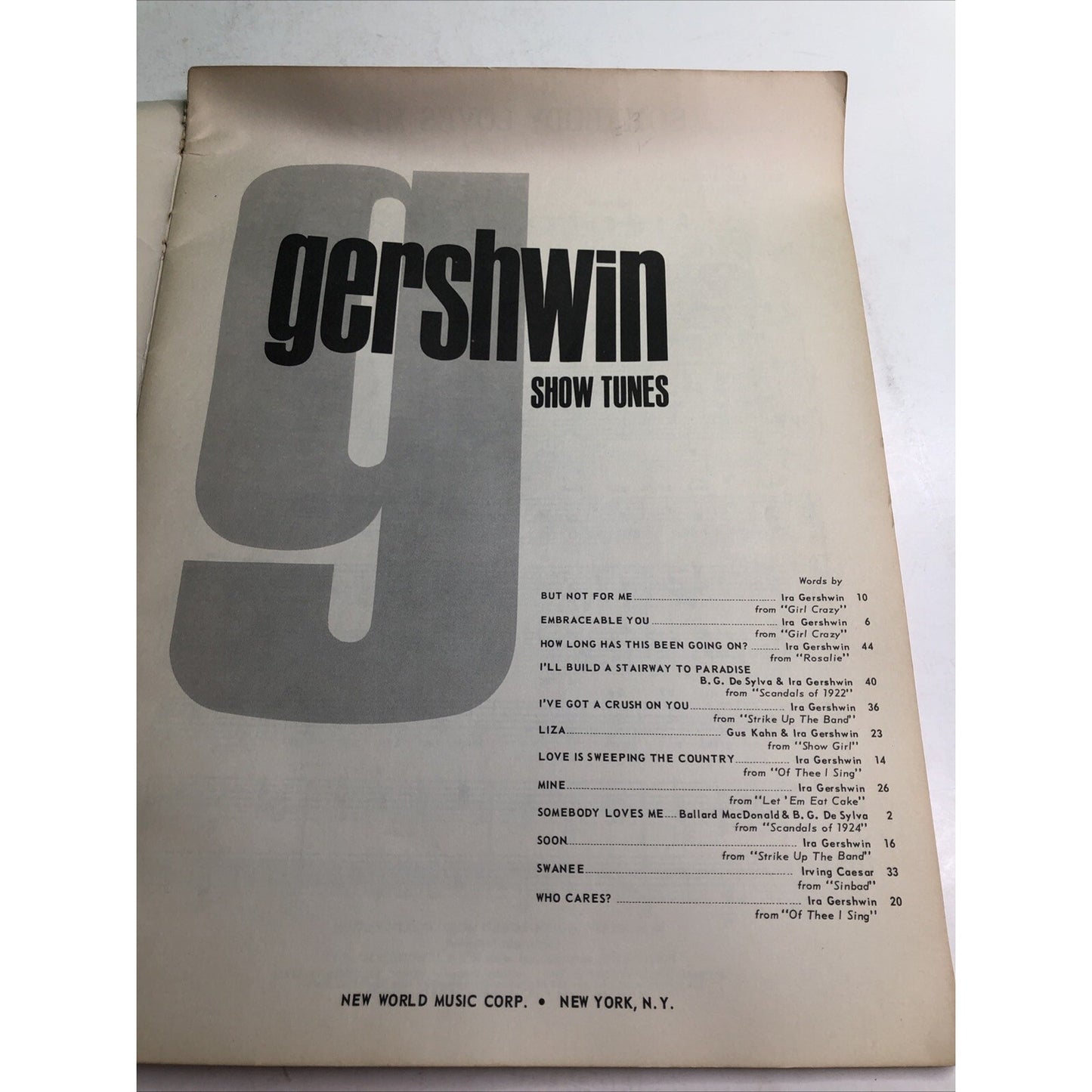 Gershwin Show Tunes Sheet Music Book Embraceable You Swanee Somebody Loves Me