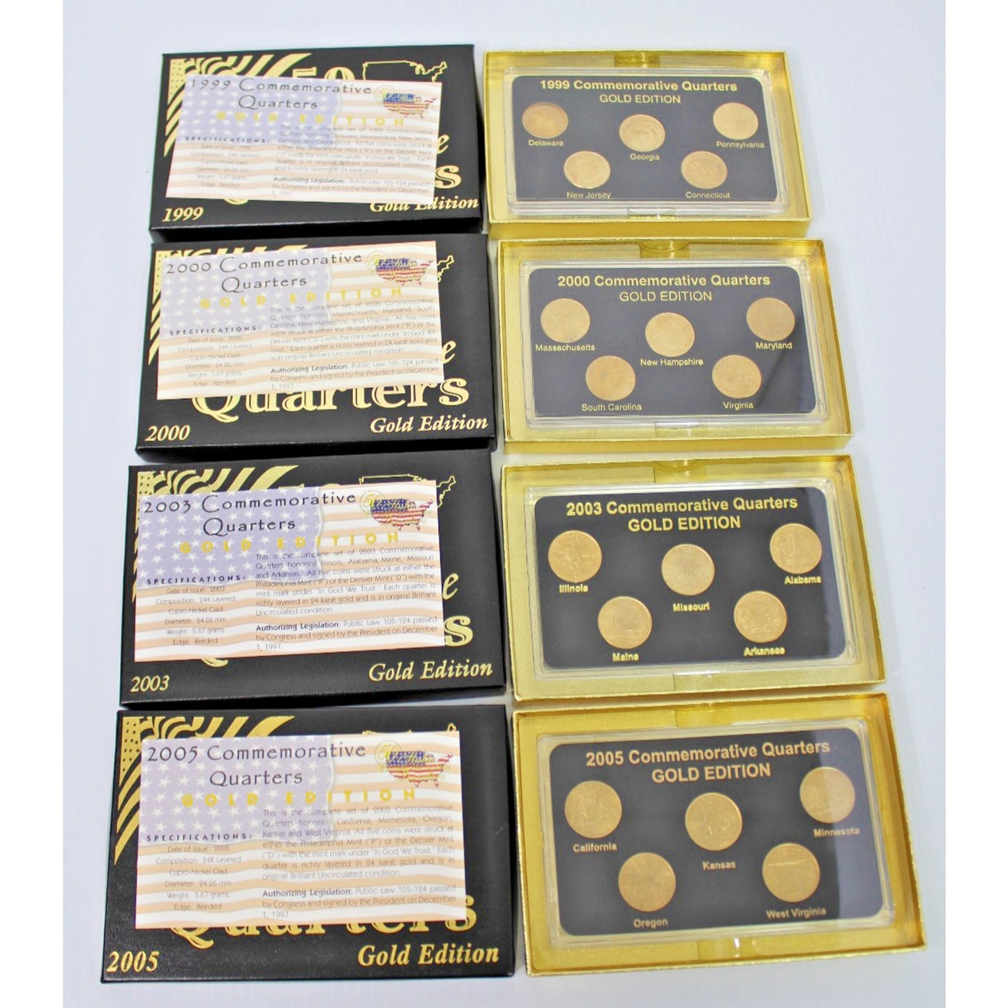 50 States Commemorative Quarters 1999-2005 Gold, Platinum, Denver, Philadephia