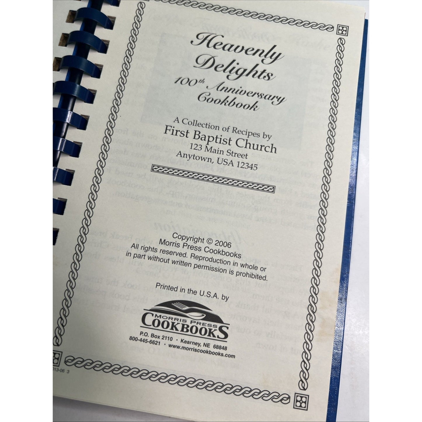 Heavenly Delights First Baptist Church 100 Year Anniversary Sample Cookbook Vtg