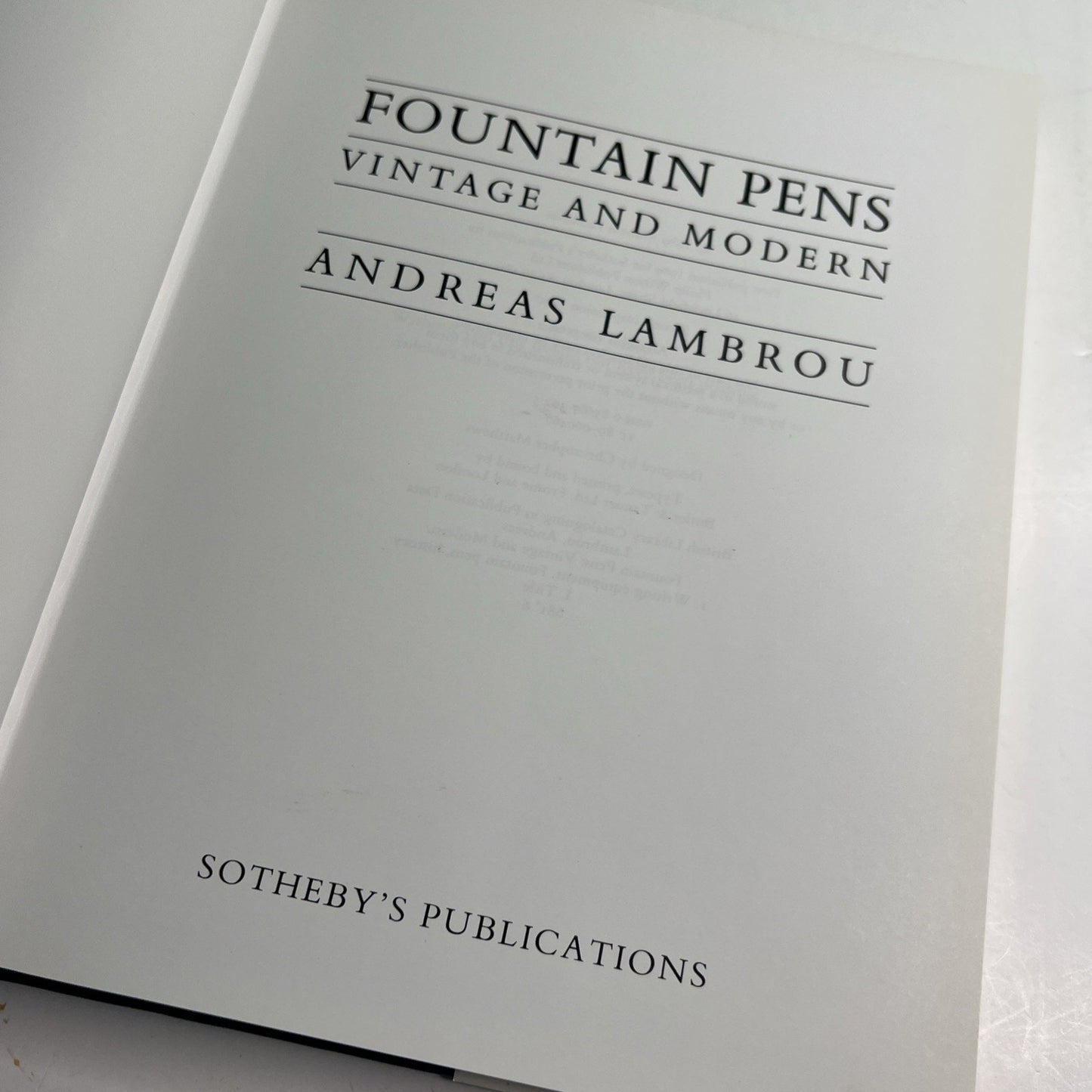 Fountain Pens Vintage and Modern By Andreas Lambrou HC DJ 1990 2nd print Illus.