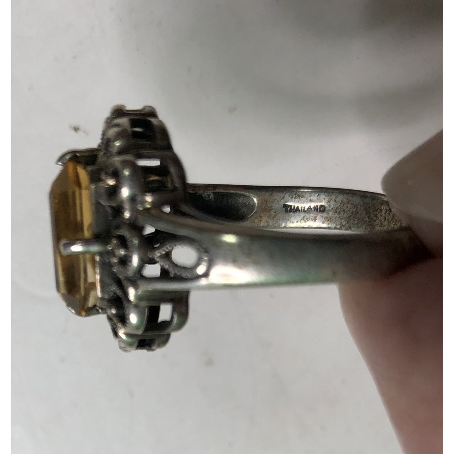 Citrine Sterling Silver Ring Marked CNA 925 Size 8 NWT Gift Box