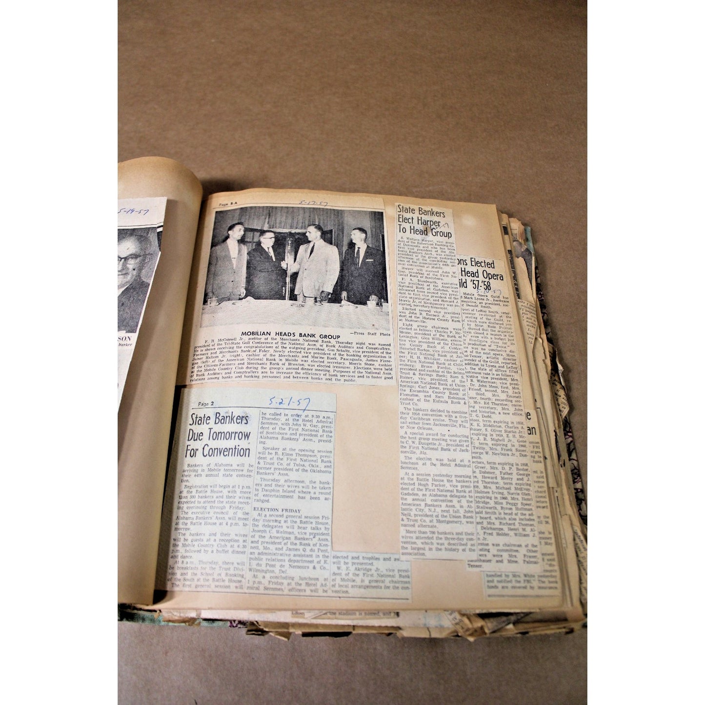 Vintage 1957 Mobile, AL Scrapbook Featuring Sports, Mardi Gras, Business News
