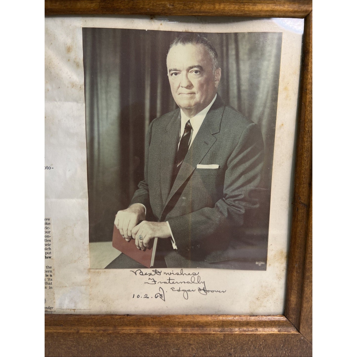 1968 J Edgar Hoover Autographed Photo FBI Director Scottish Rite Mobile Alabama