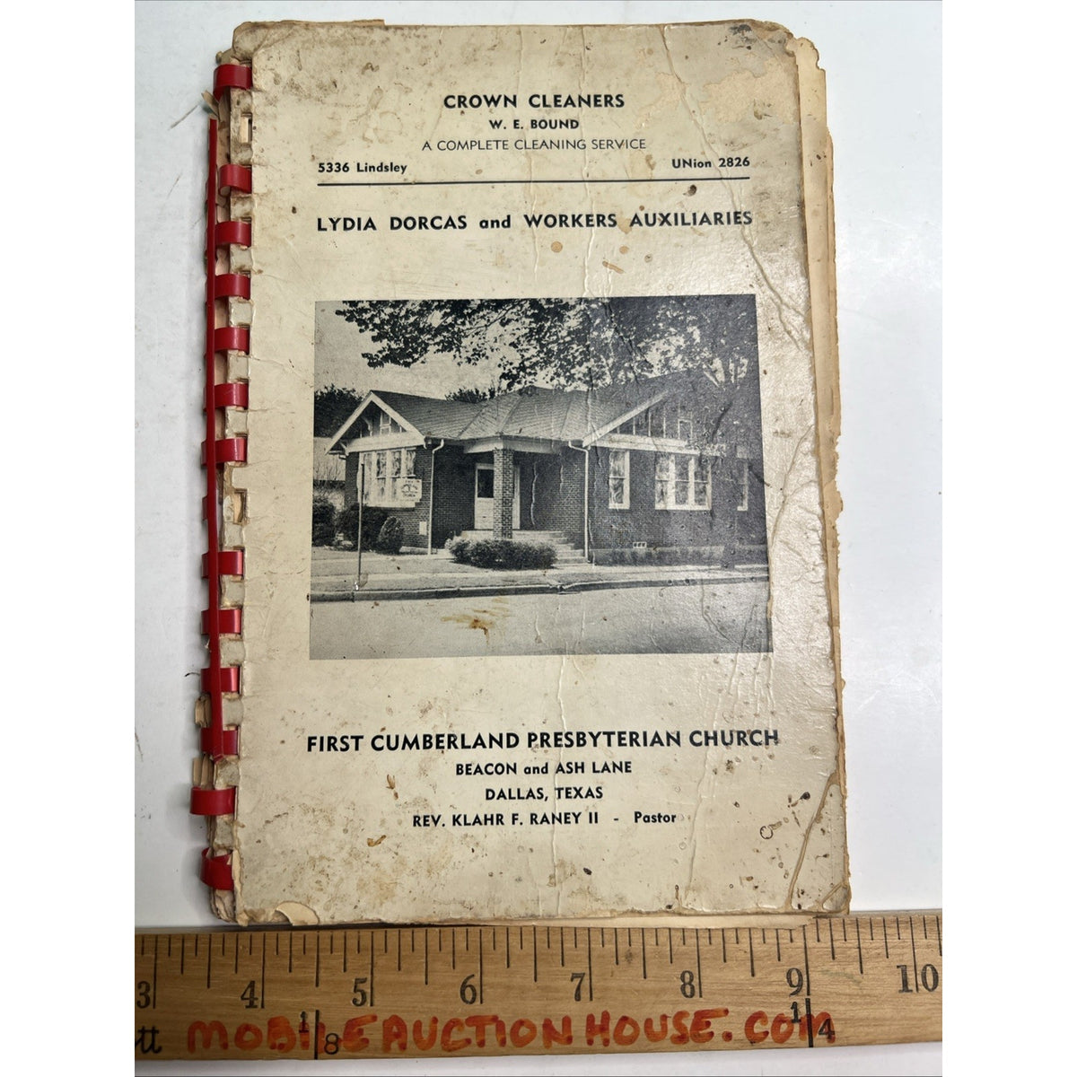 1954 First Cumberland Presbyterian Church Cookbook Dallas Texas Lydia Dorcas