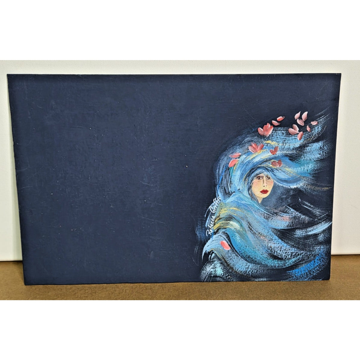 Original Signed Rebecca Griffis Painting - Ethereal Whimsical Woman Portrait Art