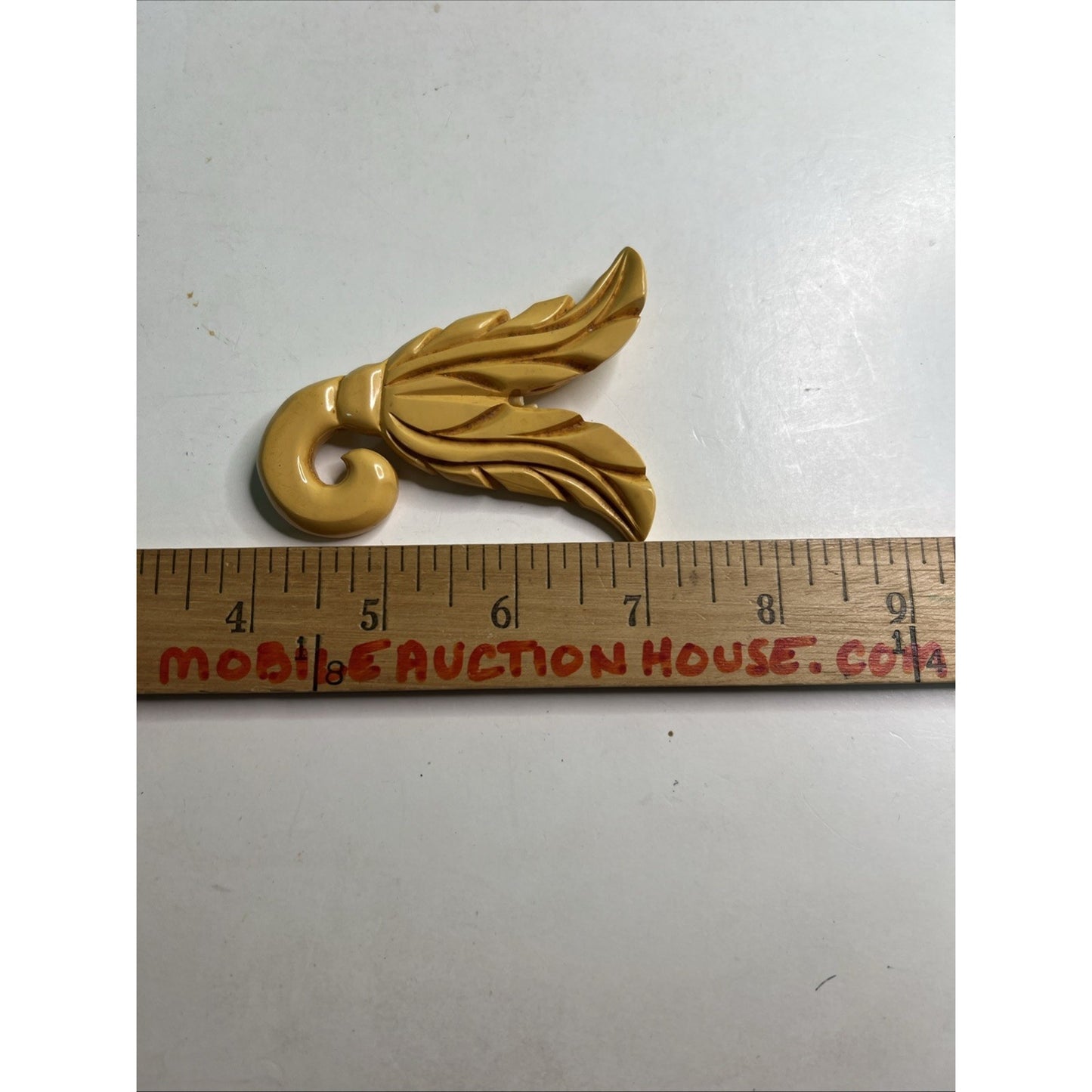 Large Abstract Vintage Brooch Pin Scroll Scallop Design 3.5”