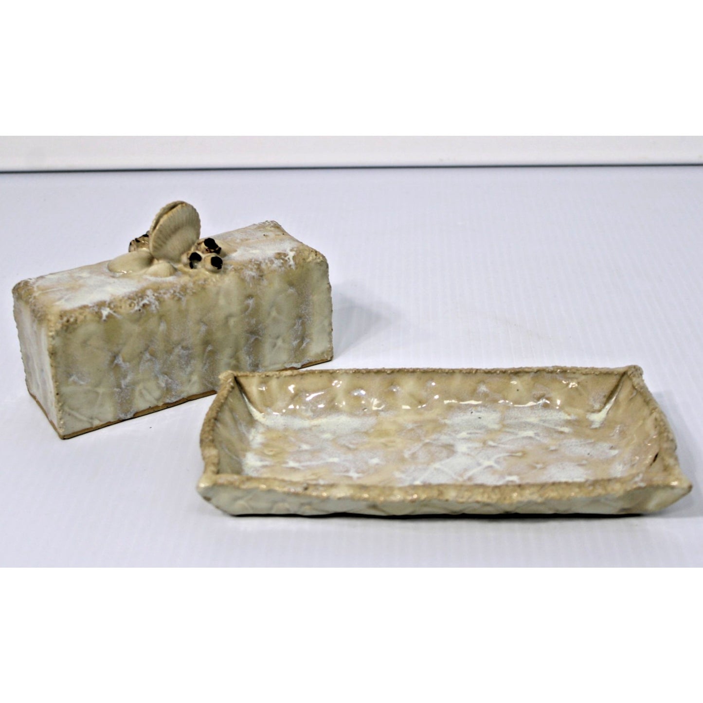 Giarrusso Coastal Pottery Butter Dish, Handmade Art Pottery, Mobile, Alabama