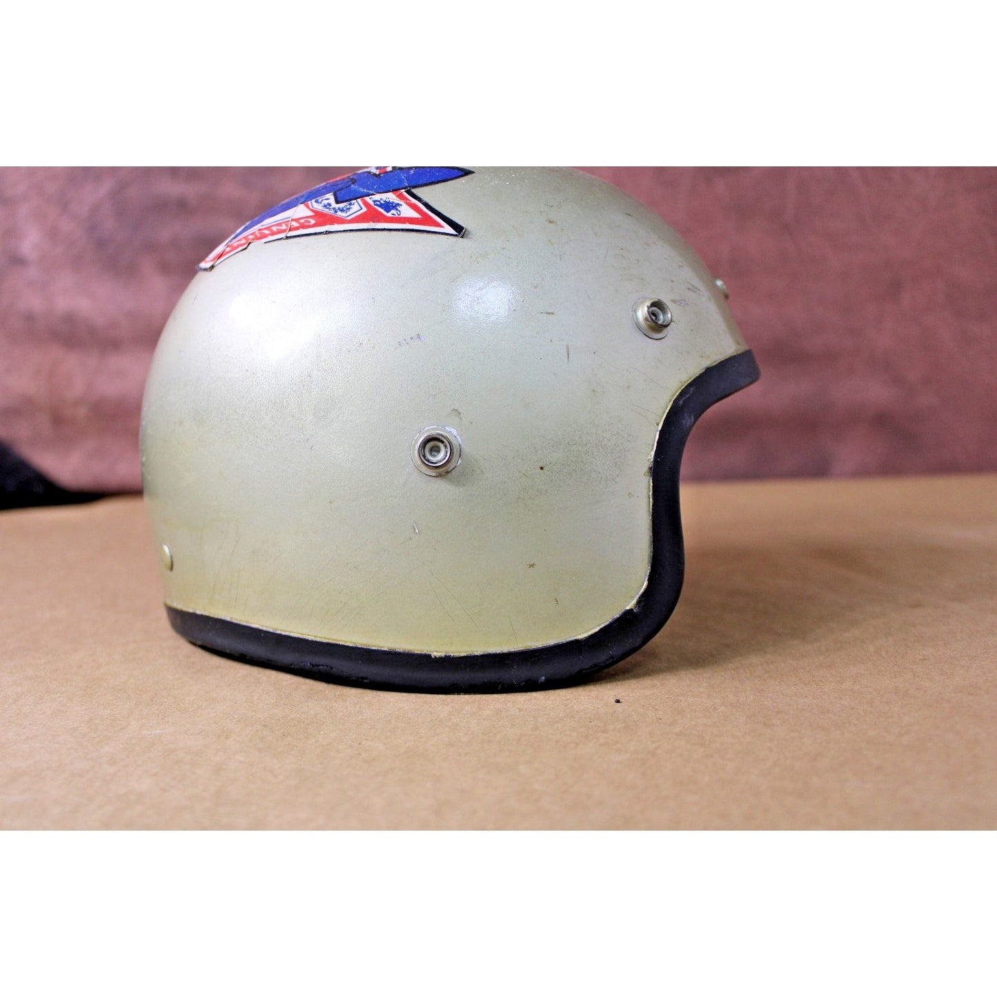 Vintage Silver 3/4 Open Face Scooter Motorcycle Helmet Bud Man Budweiser