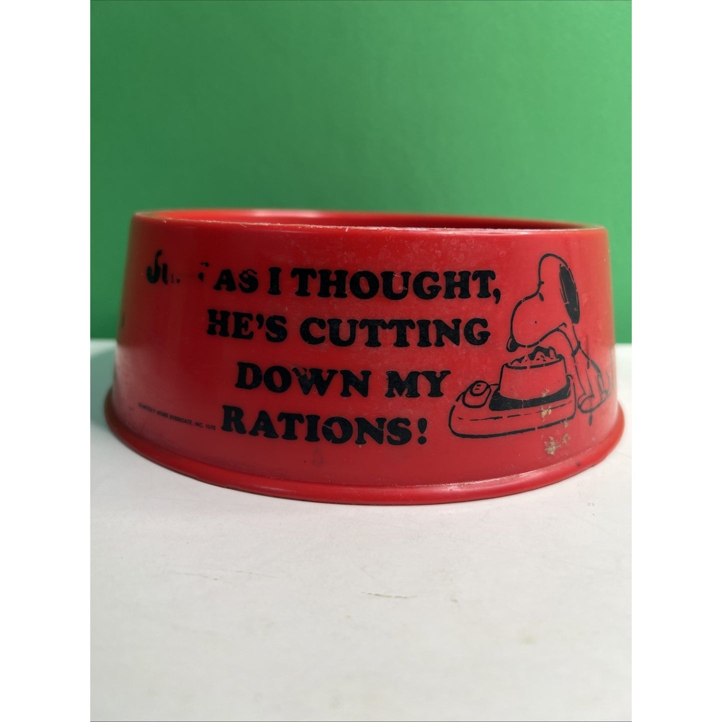 Vintage 1970's Peanuts Snoopy’s Suppertime Dog Dish Red UFS Charles Schulz