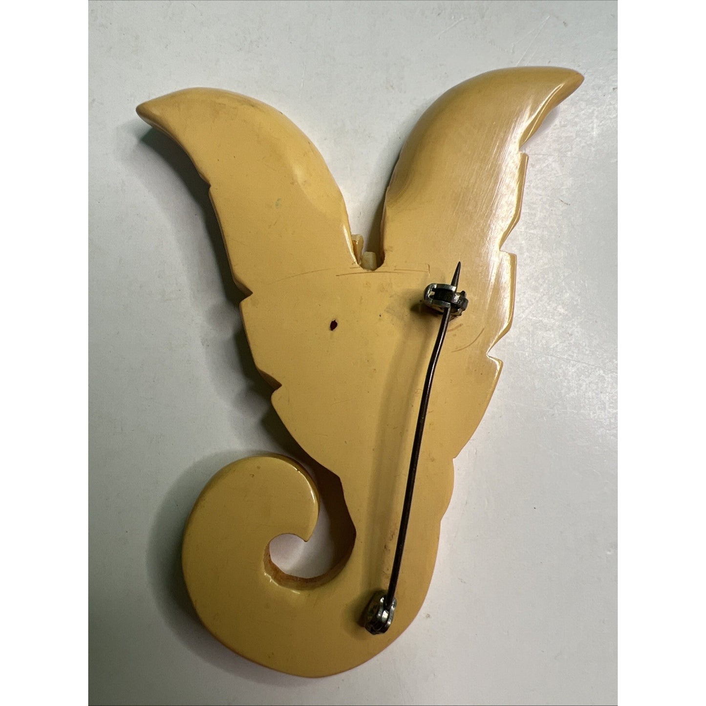 Large Abstract Vintage Brooch Pin Scroll Scallop Design 3.5”