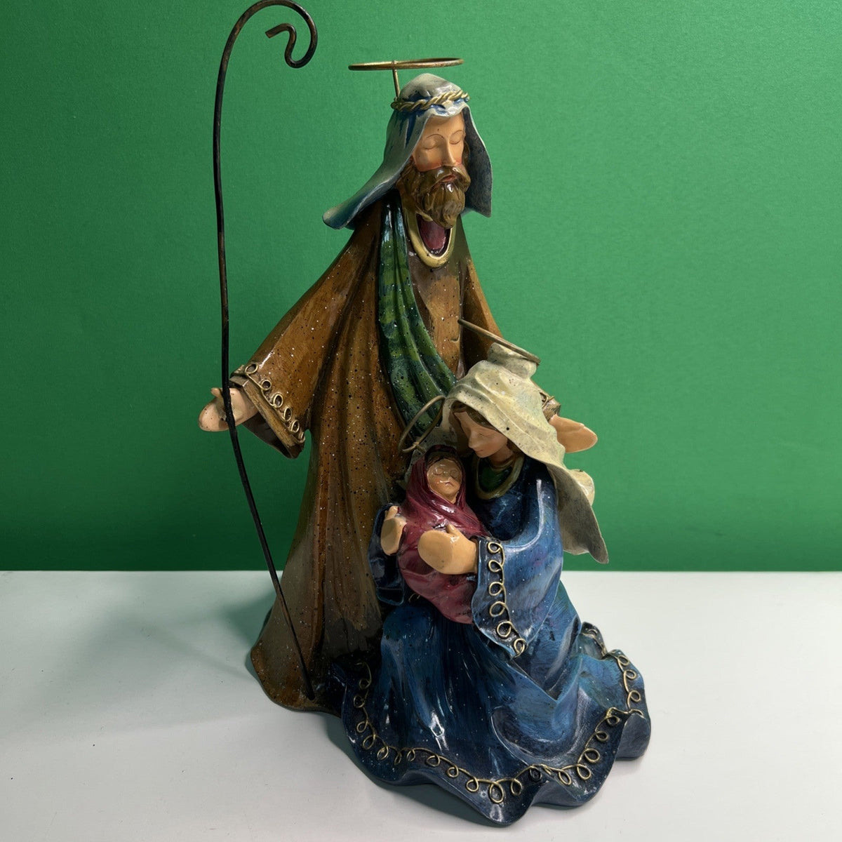 Holy Family Nativity Scene Figurine Statue Mary Joseph Jesus Christmas Decor 10”
