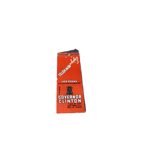 Vintage Mid Century Matchbook Hotel Governor Clinton Coral Room NYC New York
