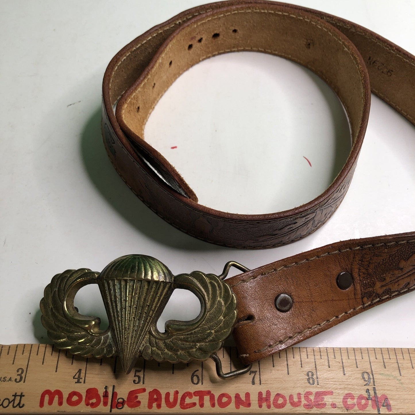 Vintage Original Brass Military Parachute Master Belt 38” Buckle Special Forces