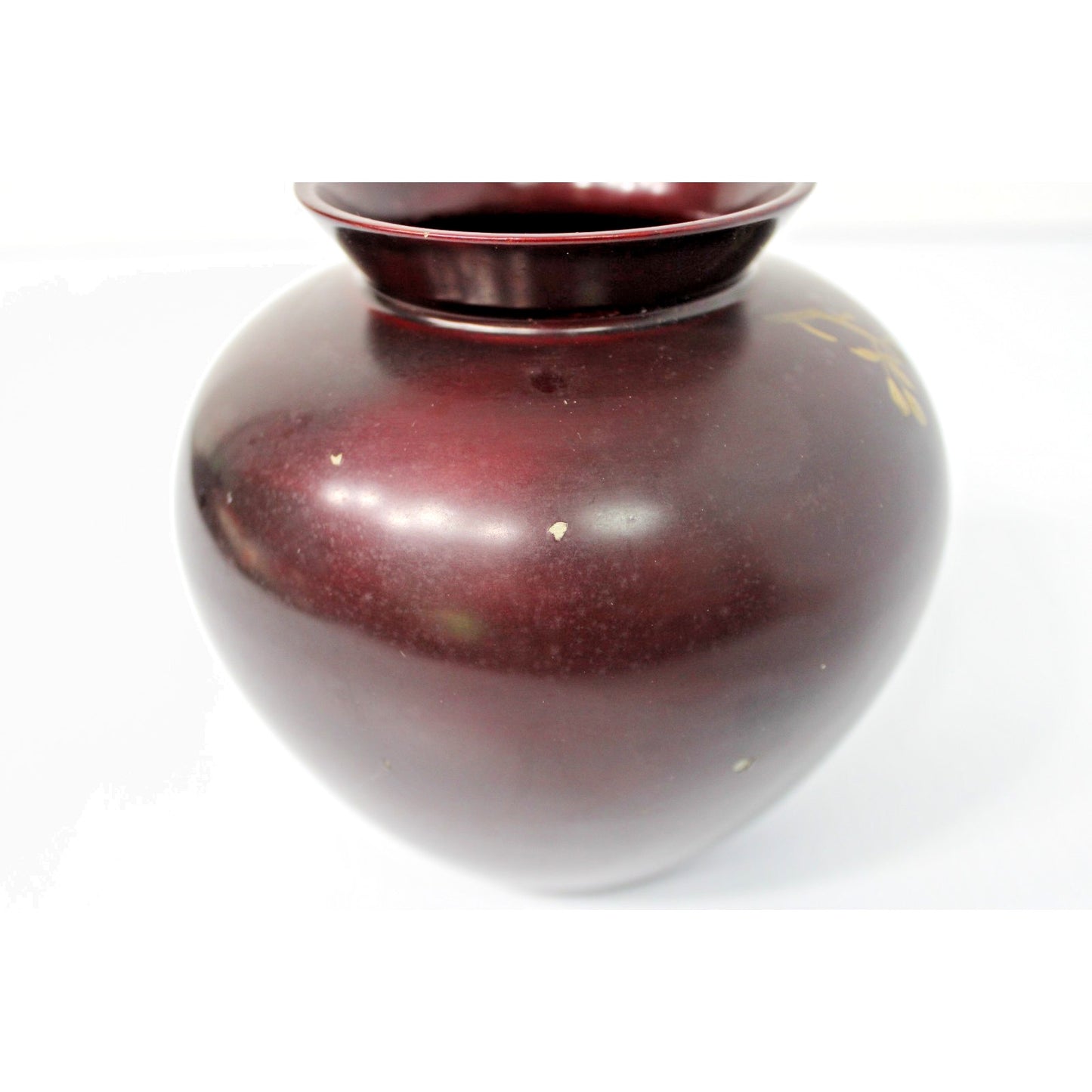 Vintage Japanese Bronzed Pottery Vase, Gilt Robin/ Bird Cherry Blossom Branch