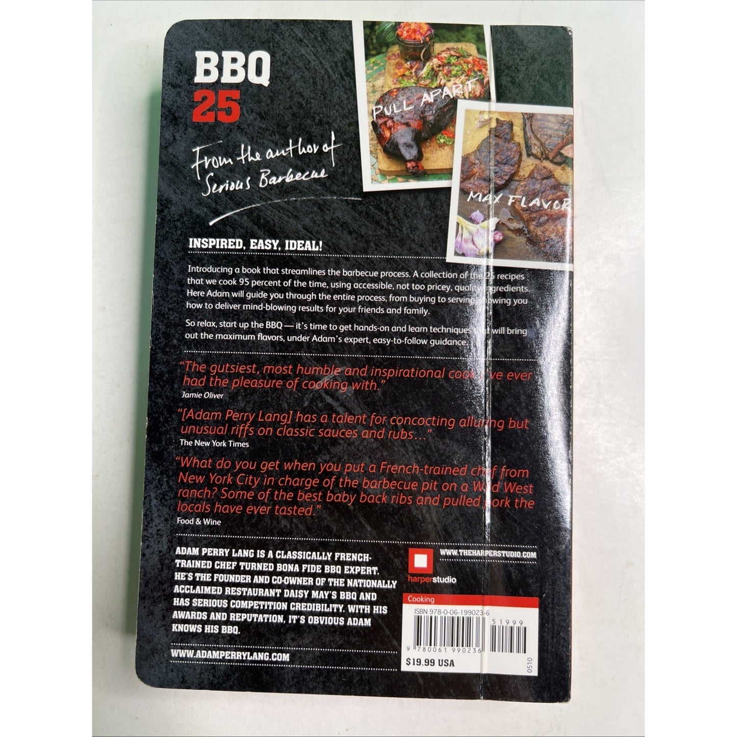 BBQ 25 Cookbook by Adam Perry Lang 2010 Board Book Grilling 1st Edition